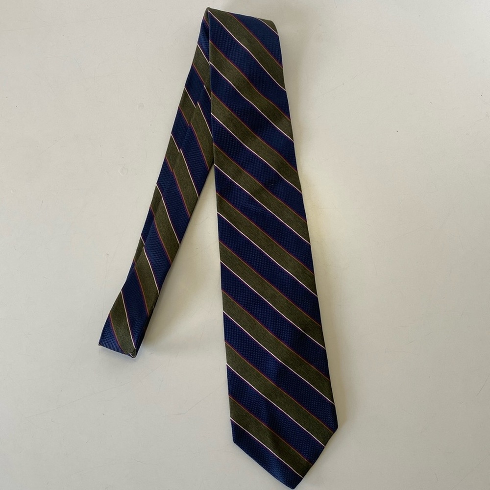 Brooks Brothers Navy and Green Silk Tie